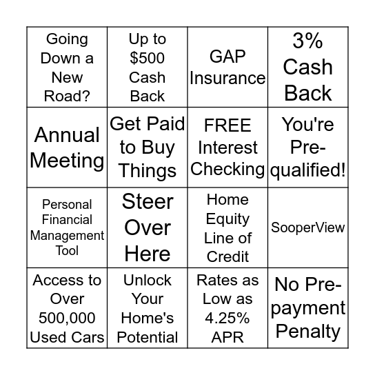 Sales Meeting Bingo Card