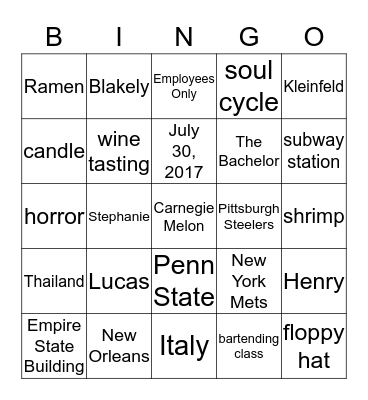 A Perfect Blend~Stephanie&Henry Bingo Card