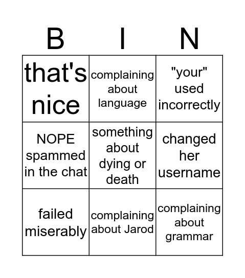 Scourge Bingo Card Bingo Card