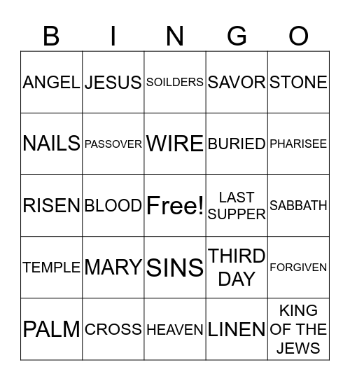 Resurrection  Bingo Card