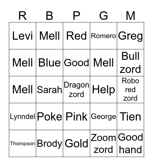Power rangers ninja steel  Bingo Card