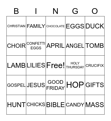 EASTER BINGO Card