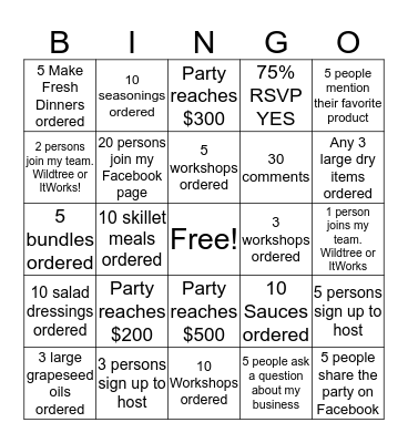 Wildtree! Bingo Card
