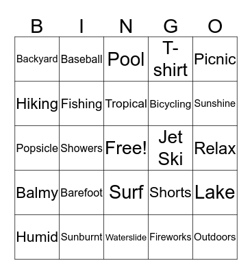 SUMMERTIME Bingo Card