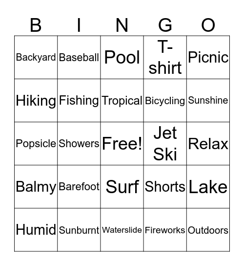 SUMMERTIME Bingo Card