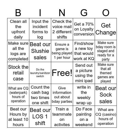 Management Board #2 Bingo Card