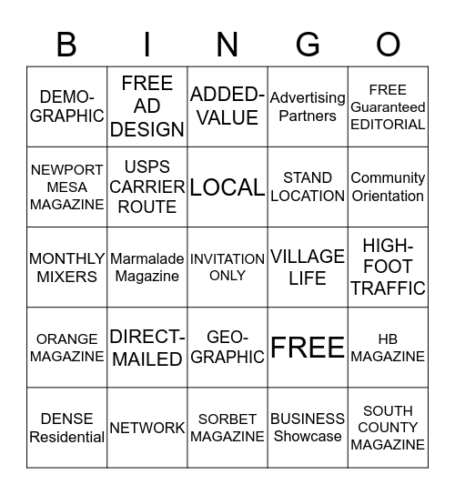 COMMUNITY PUBLICATIONS Bingo Card