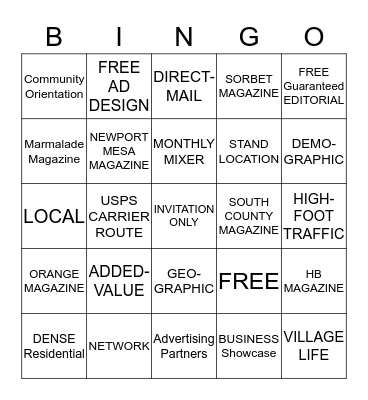 COMMUNITY PUBLICATIONS Bingo Card