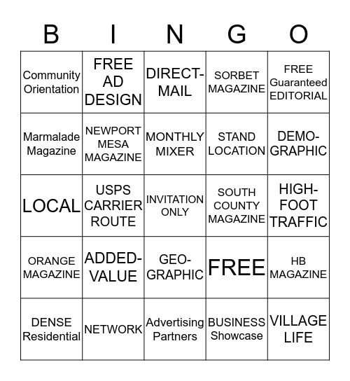 COMMUNITY PUBLICATIONS Bingo Card