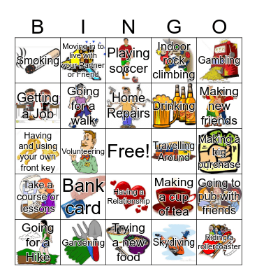 Taking Risks Bingo Card