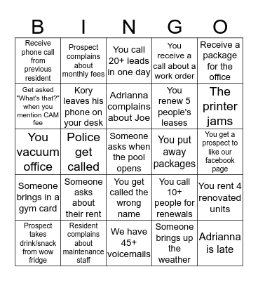 office word bingo