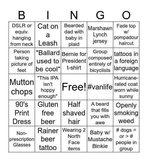 Ballard Bingo Card