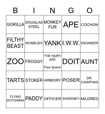 THE HAIRY APE Bingo Card