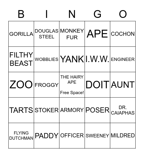 THE HAIRY APE Bingo Card