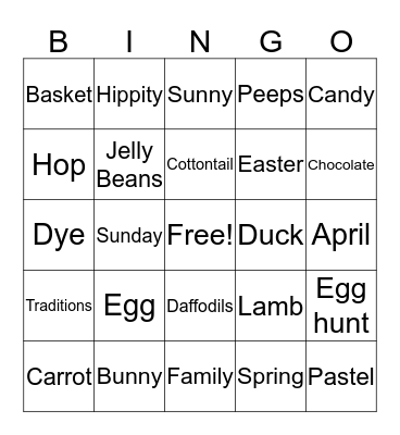 Easter PEC Bingo Card