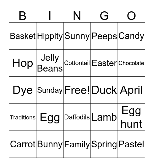 Easter PEC Bingo Card