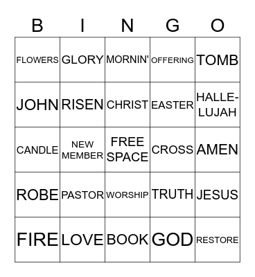 FCCSJ EASTER B*I*N*G*O Bingo Card