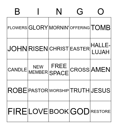 FCCSJ EASTER B*I*N*G*O Bingo Card