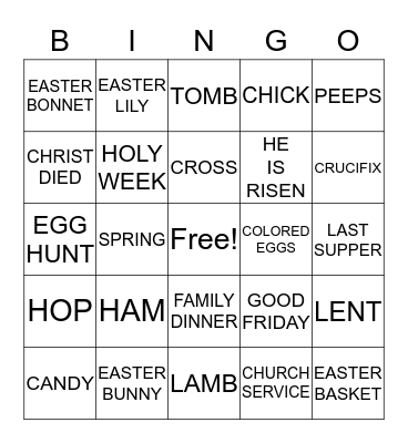 EASTER BINGO 2017 Bingo Card