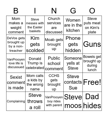 Easter 2017 Bingo Card
