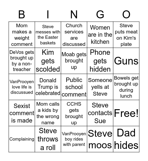 Easter 2017 Bingo Card
