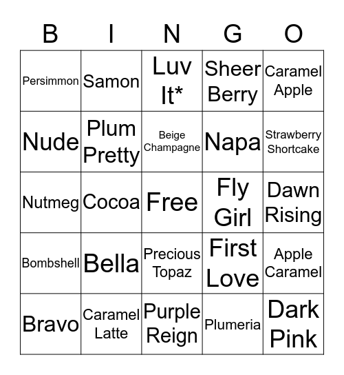 LipSense Bingo Card