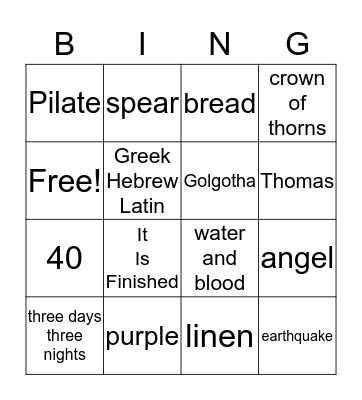 EASTER Bingo Card