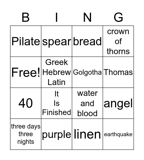EASTER Bingo Card