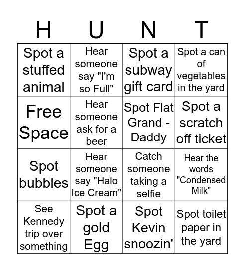 Dutrow Adult Easter Egg  Bingo Card