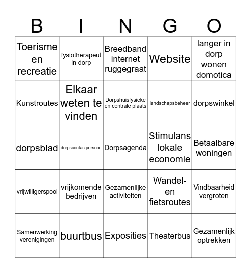 Geesterens Belang 5 juli 2013 Bingo Card