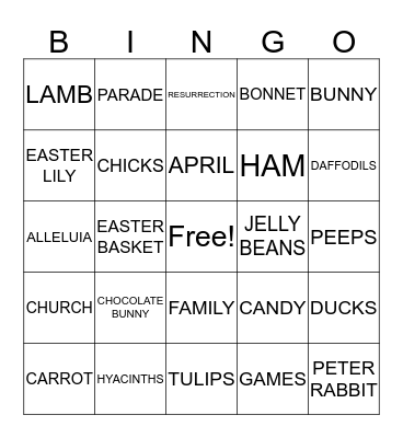 EASTER BINGO Card