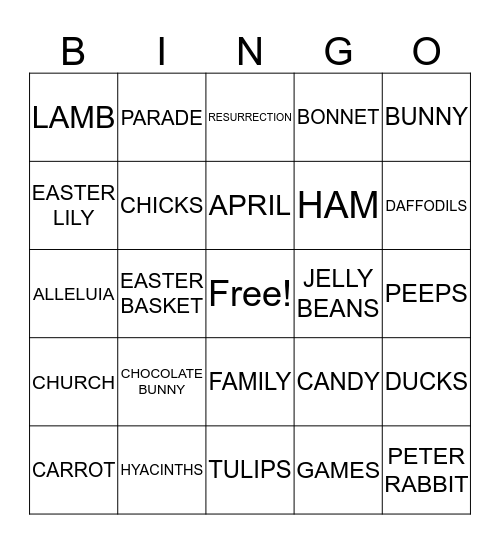 EASTER BINGO Card