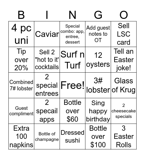 Easter BINGO! Bingo Card