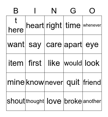 baby Bingo Card