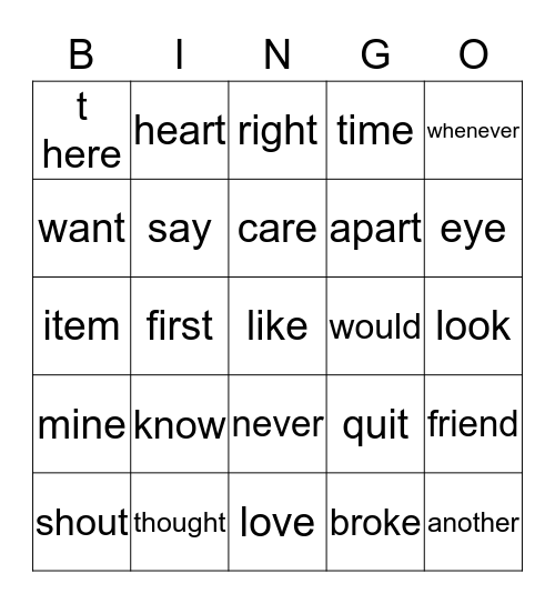 baby Bingo Card