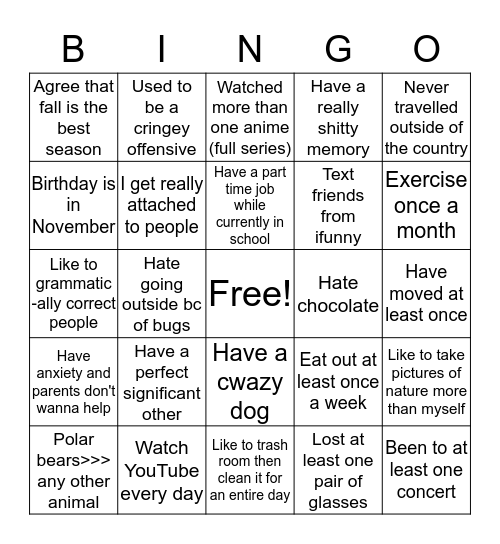 Ze/Addi Bingo Card