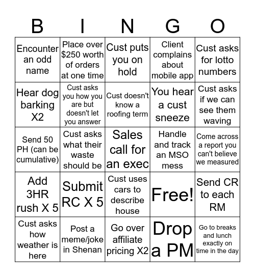 CS BINGO!  04/16/17 (for 1 free extra 15 min break!) Bingo Card