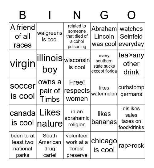 Yankee's Bingo Card