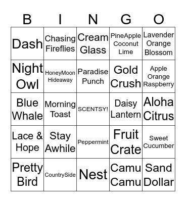 Scentsy Bingo Card