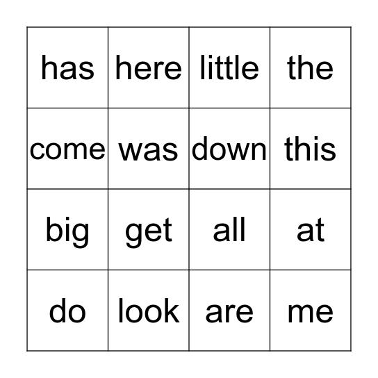 1G Power Words (1) Bingo Card