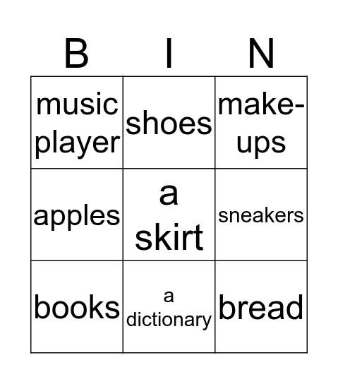 Where do you shop for....? Bingo Card