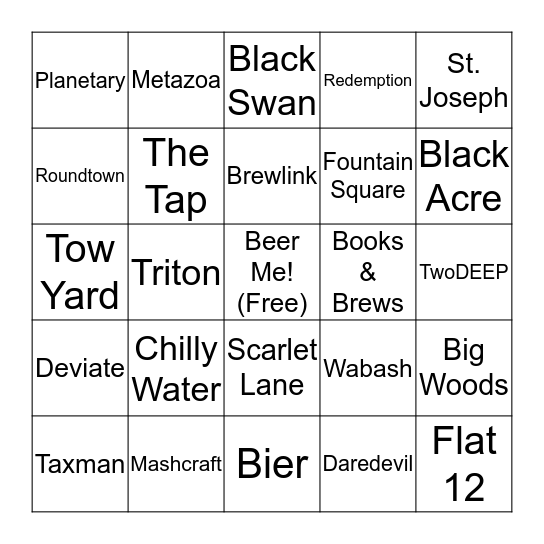 Brewery BINGO Card