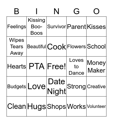 Mother's Day Bingo Card