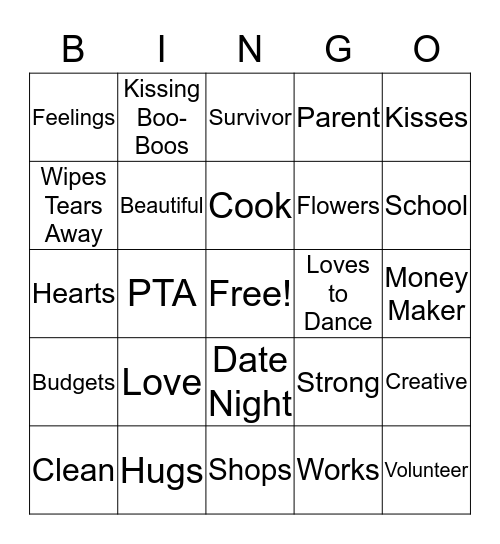 Mother's Day Bingo Card