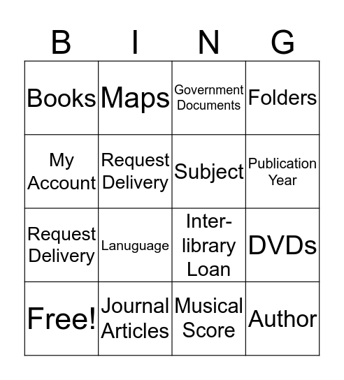 IUCAT Bingo Card