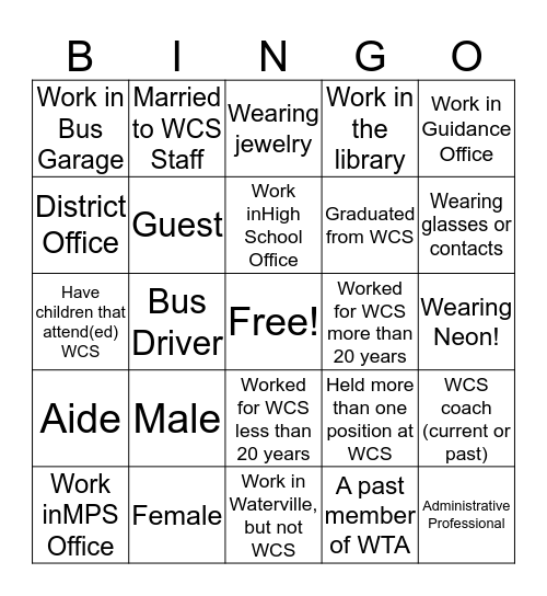 WCS Cosmic Bingo! Bingo Card