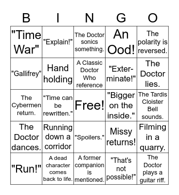 Roz Warren's Doctor Who Bingo  Bingo Card