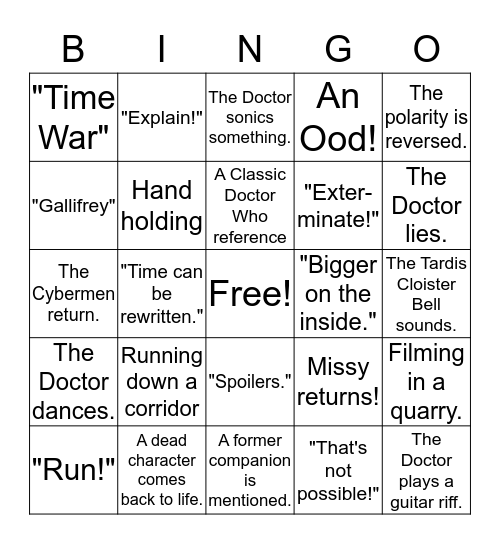 Roz Warren's Doctor Who Bingo  Bingo Card