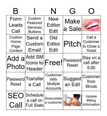 Baystone Customer Call Bingo Card
