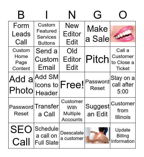 Baystone Customer Call Bingo Card